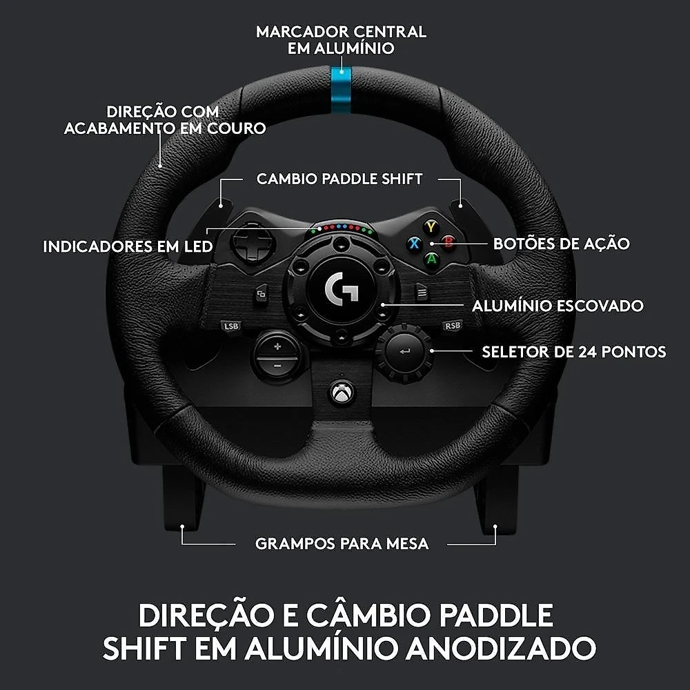 Volante Logitech G923 para Xbox Series X|S, Xbox One e PC com TRUEFORCE, Pedais Responsivos, Launch Control - 941-000157