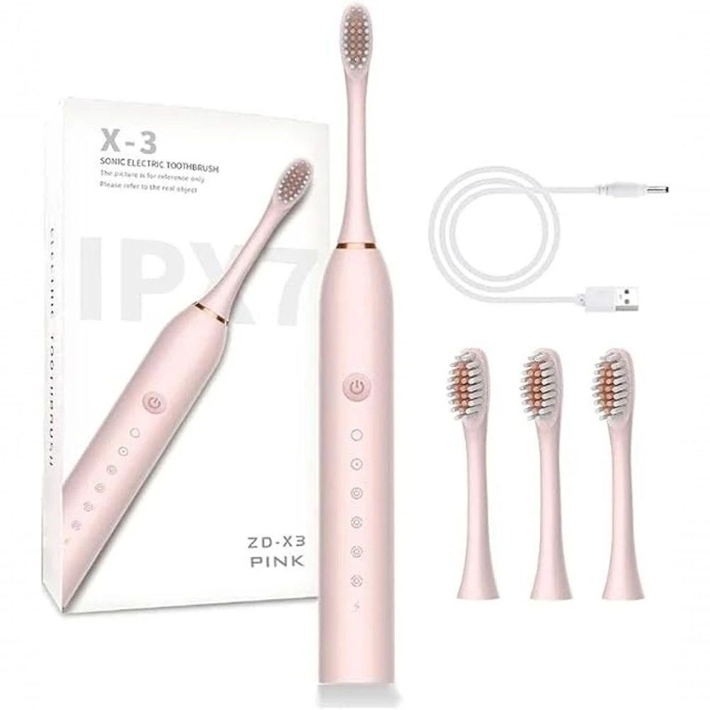 Escova de Dentes Elétrica Sônica Recarregável Aquilae Rosa com 6 Modos IPX7 e Timer Inteligente