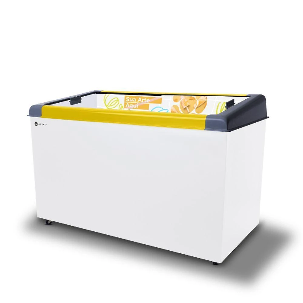 Congelador Expositor Horizontal Ártico New Slim 450 Frost Free 460L Inverter Amarelo Bivolt