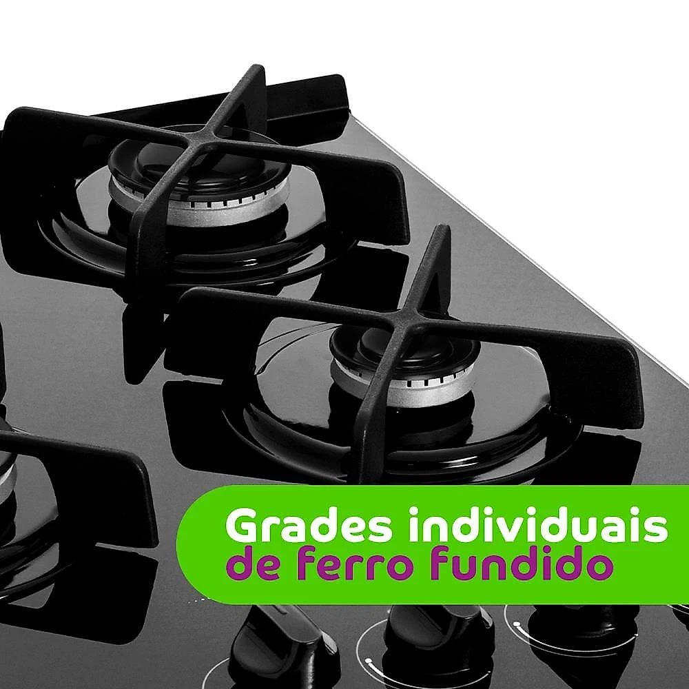 Fogão 4 bocas consul cfo4var mesa de vidro acendimento automático bivolt inox