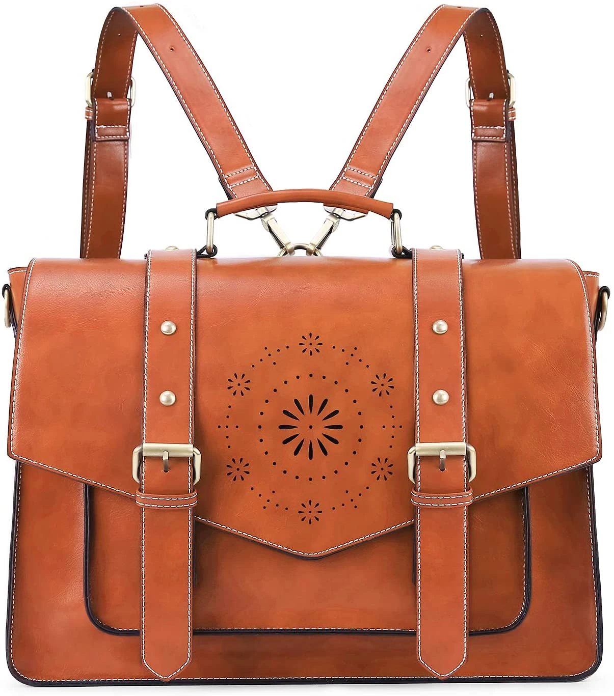 ECOSUSI Mochila Vintage de Couro Vegano para LaptopFeminina