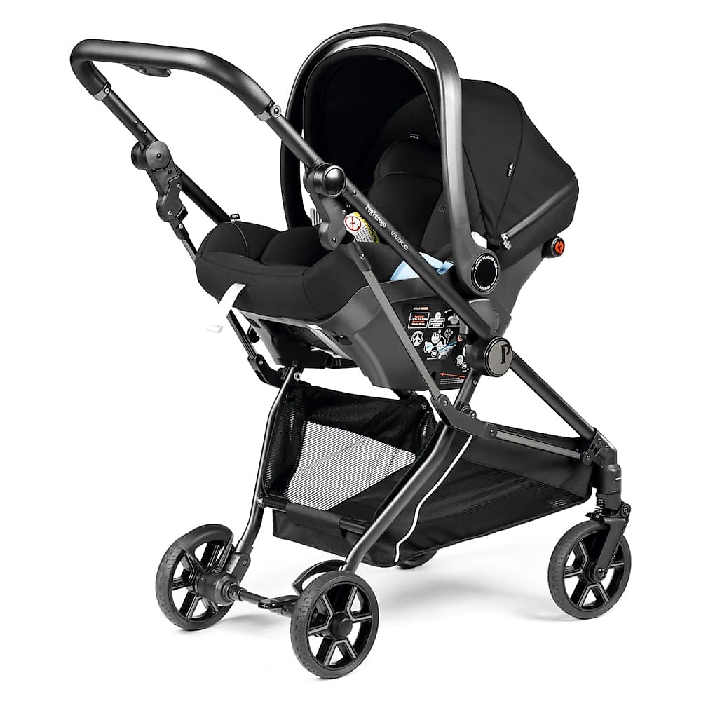 Carrinho de Bebê com Armazenamento Embaixo, Assento Confortável e Reclinável, Peg Perego Vivace, Preto