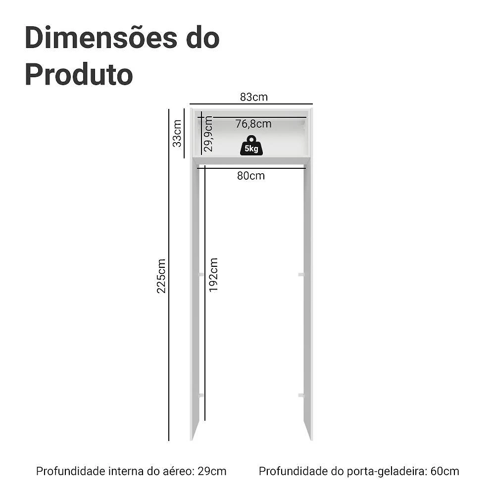 Porta-geladeira 83 cm 1 porta basculante branco/azul vik madesa