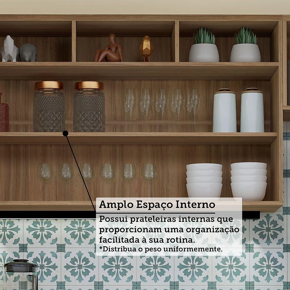 Cozinha Completa 4 Pçs Espaço Micro-ondas E Tampo 270cm Lari Vanilla-connect