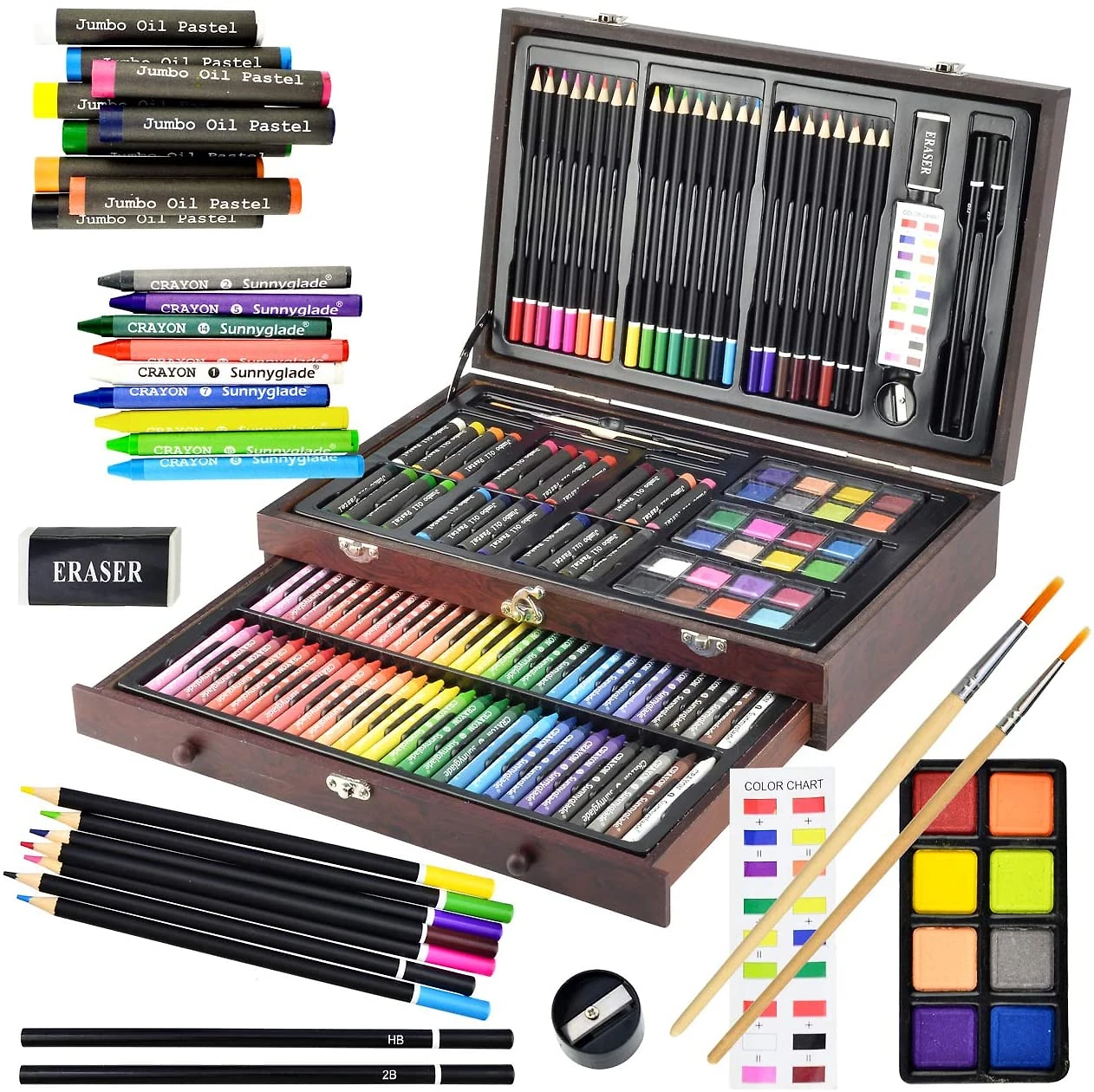 Sunnyglade Kit de Pintura Profissional com Maleta de Madeira