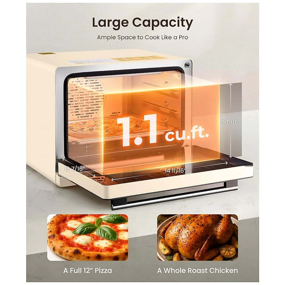 Forno Combinado FOTILE ChefCubii Bege 31L 4 em 1 Vapor Air Fry Convecção Desidratador 1800W 110V