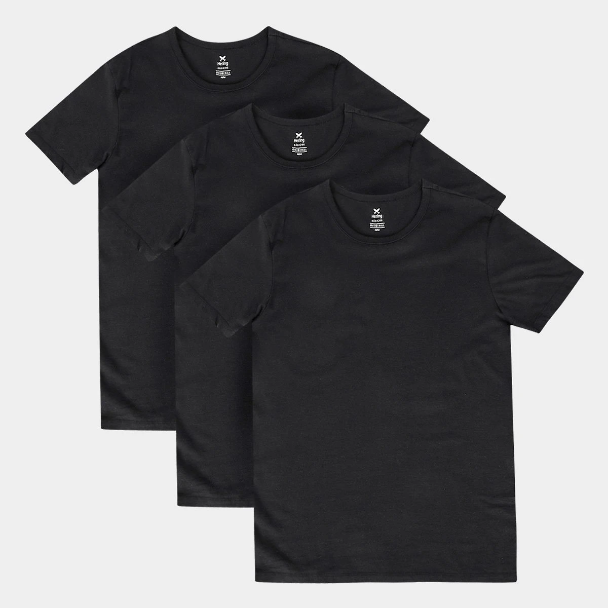 Miniatura Kit Camisetas Hering Básicas Com 3 Peças Masculinas Preto - G