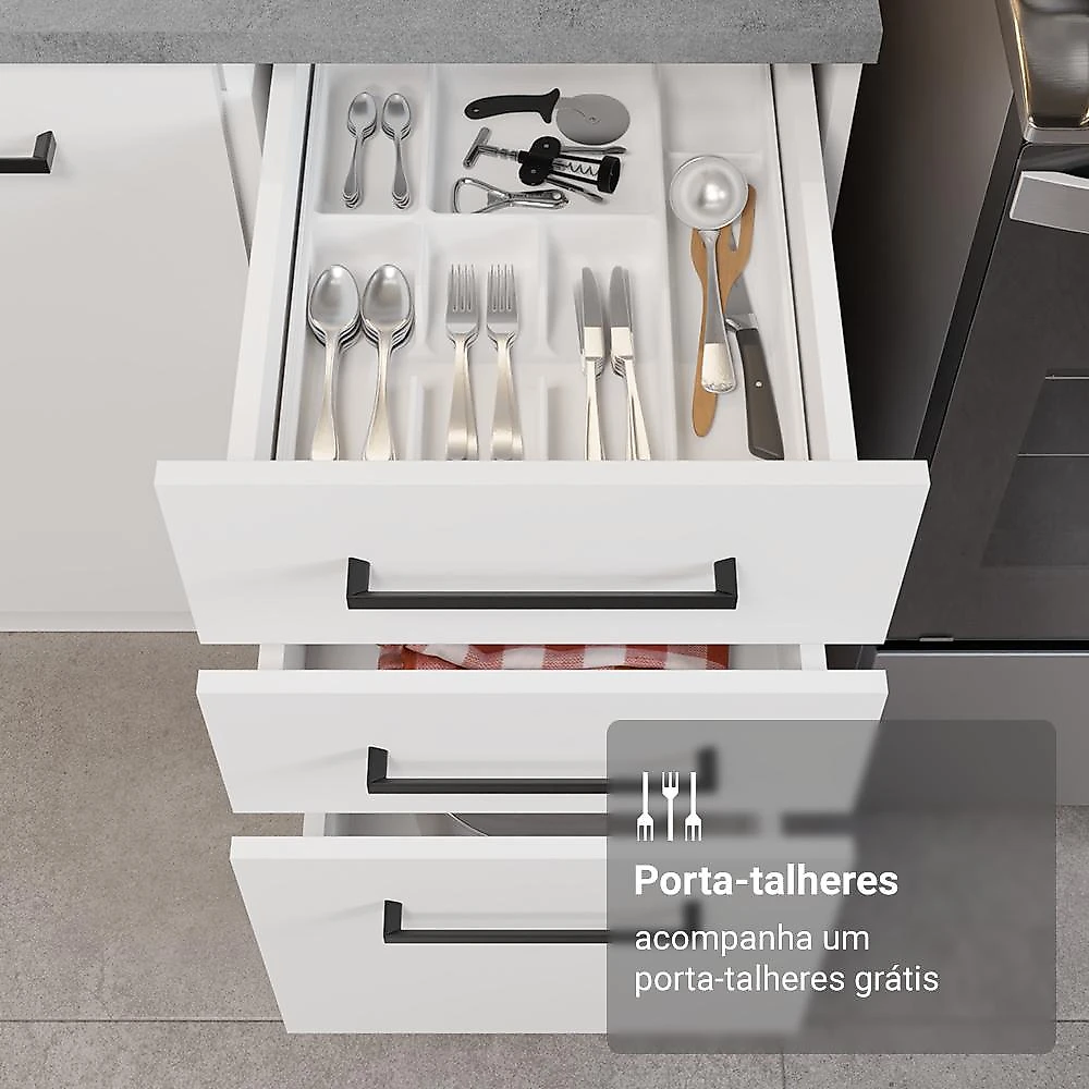 Armário de Cozinha Completa 549cm Agata Madesa 01 Branco