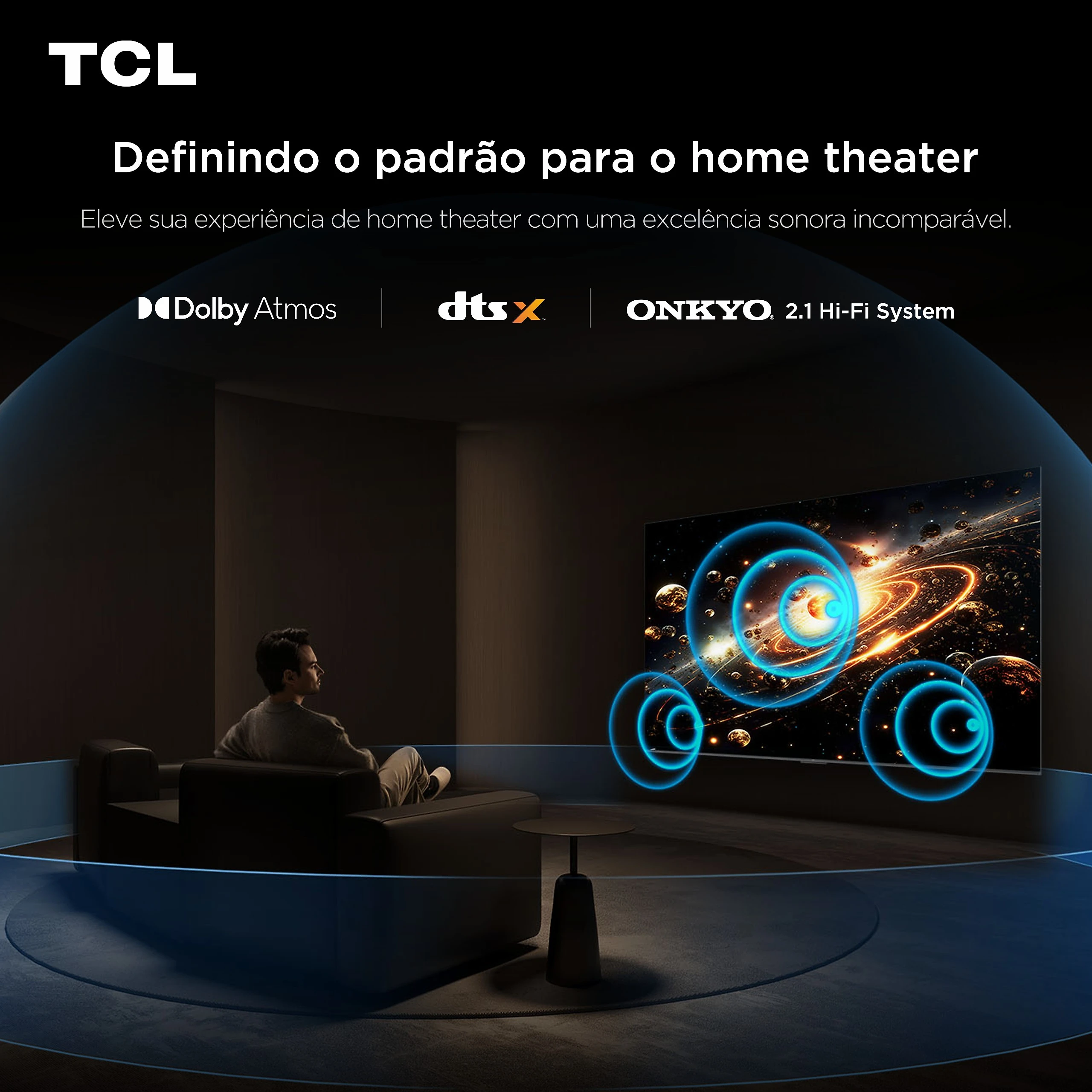 Smart TV TCL 55 Polegadas QD-Mini LED 4K C6K WiFi Bluetooth Google TV 4 HDMI 144Hz HDR10+ 55C6K
