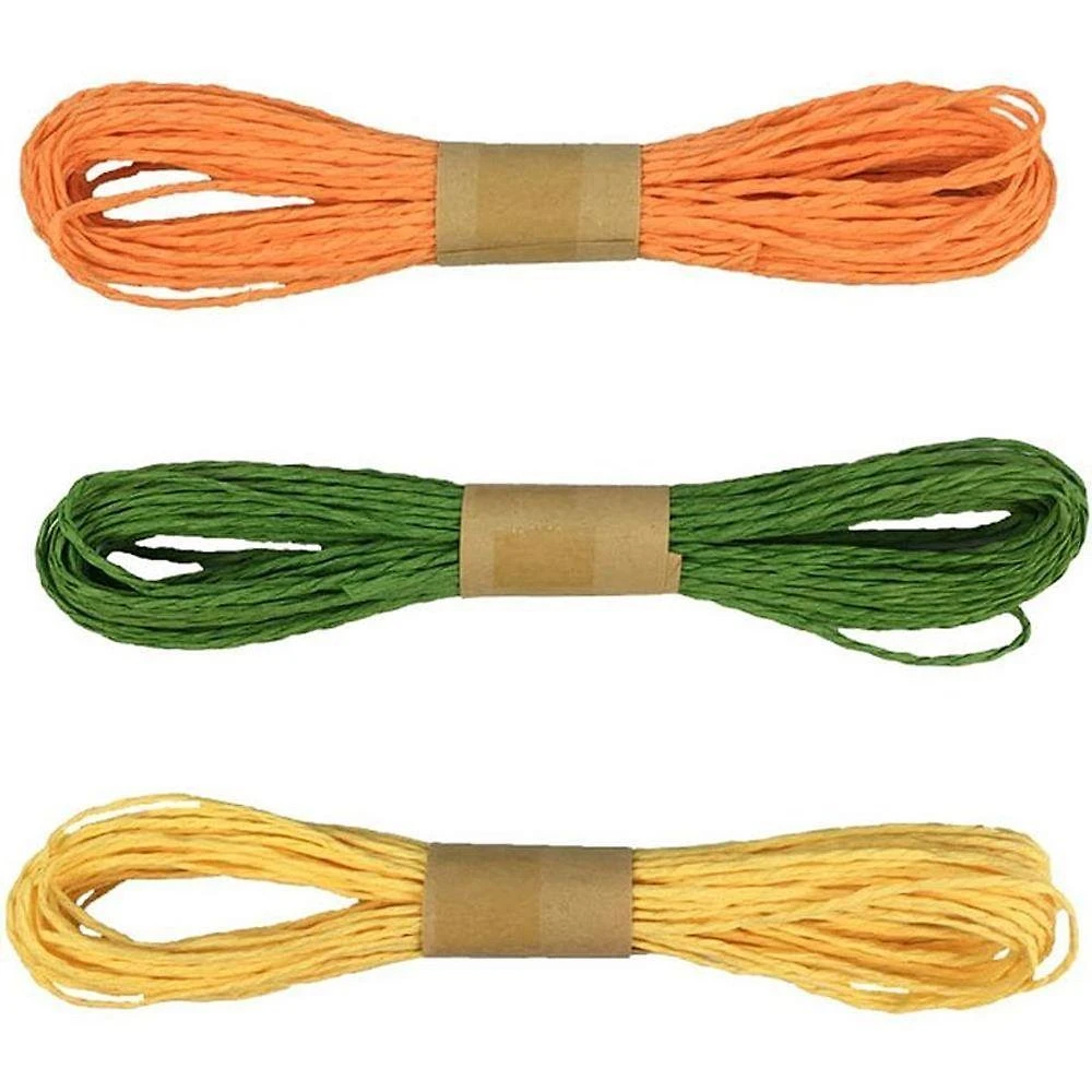 Cordão de Papel Decorativo Festa Junina 3 Rolos 10M Laranja Verde e Amarelo