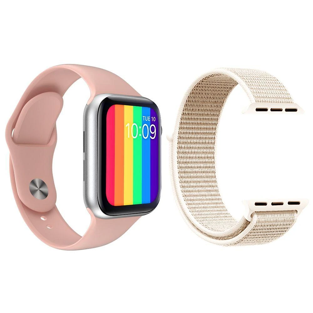 Kit 1 Smartwatch12 Lite Rosa + 1 Pulseira Nylon Rosa Vintage