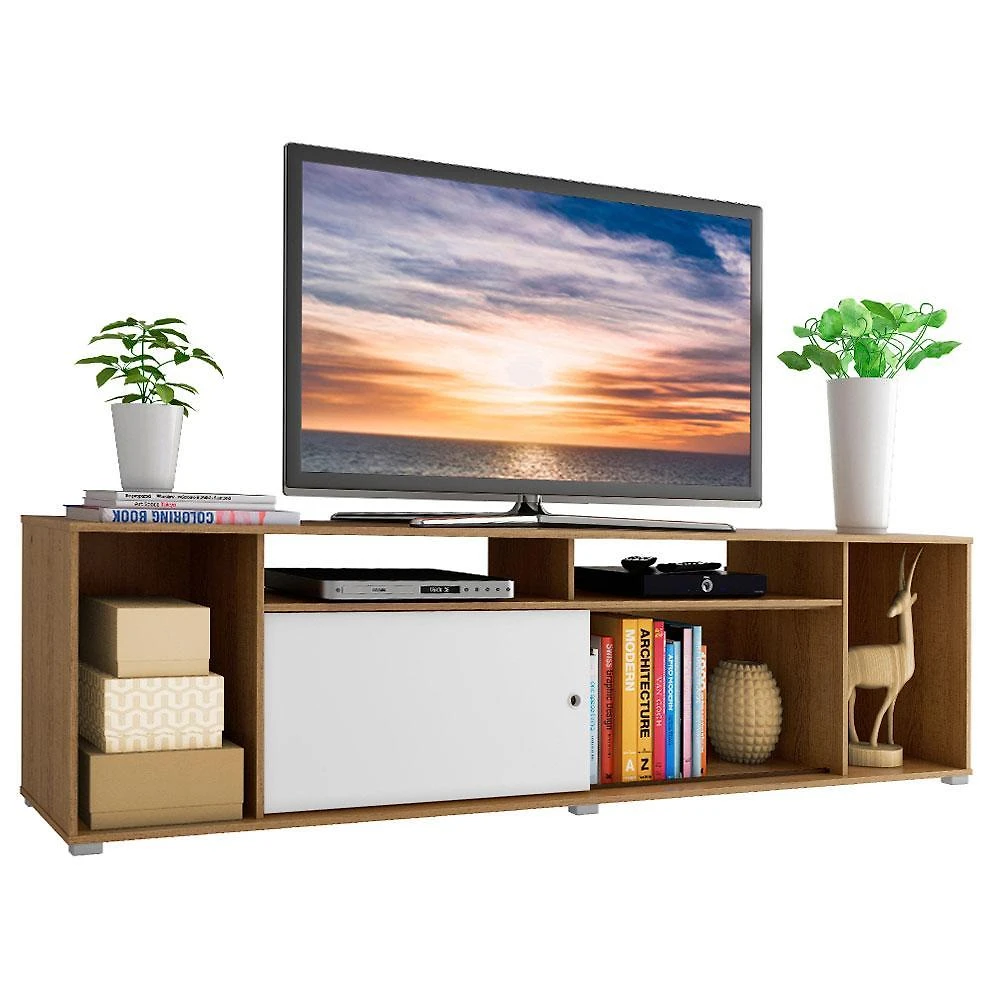 Rack para tv até 65 polegadas madesa cancun - rustic/branco