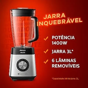 Liquidificador Philips Walita RI2244 Inox 1400W com 12 Velocidades 110V