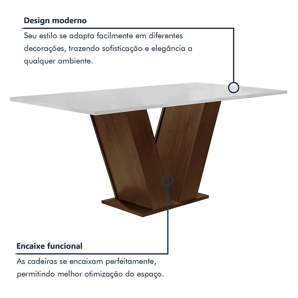 Conjunto Sala de Jantar Mesa 160x80cm Tampo Mdf com 6 Cadeiras Espanha Yescasa Chocolate/Grafite