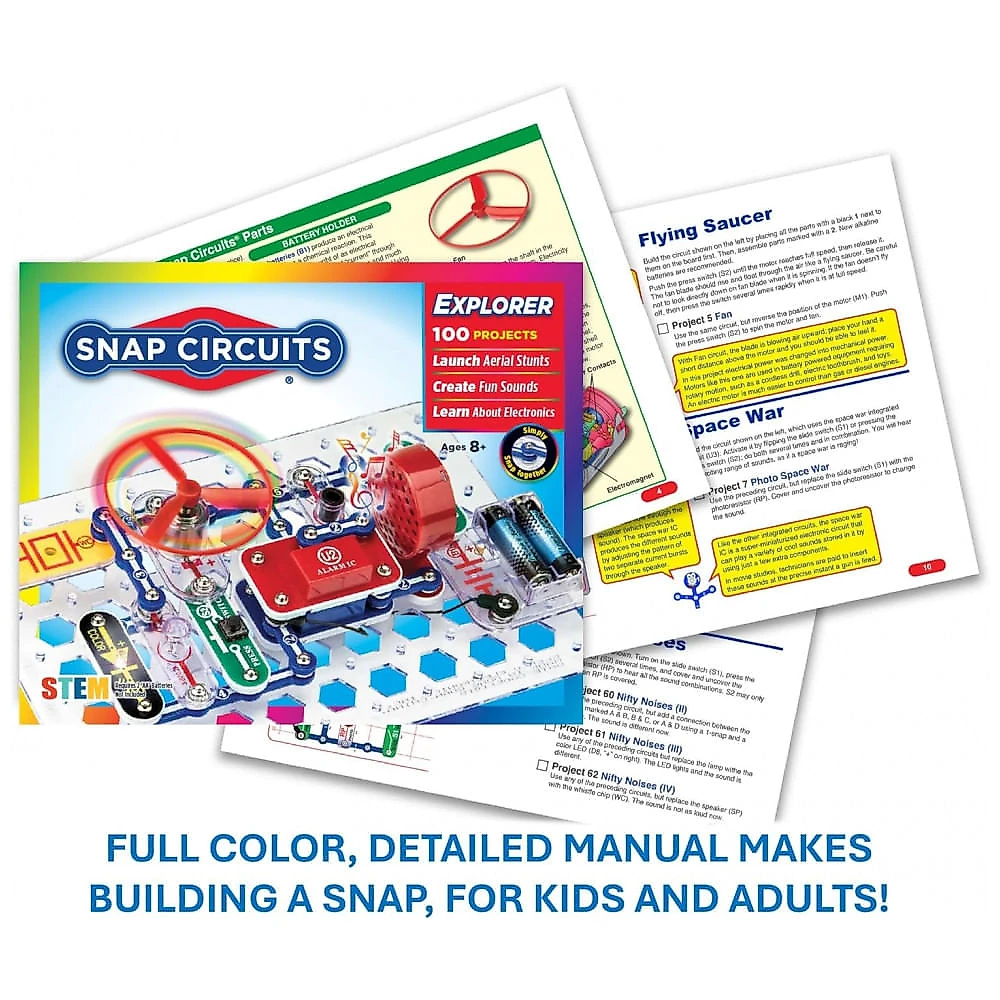 Snap Circuits Jr. SC-100 – Kit Educacional de Eletrônica com Mais de 100 Projetos para Crianças a Partir de 8 Anos