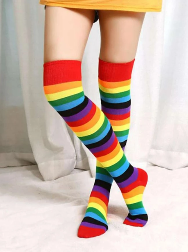 Meia 5/8 Colorida Emilia Arco Iris Adulto