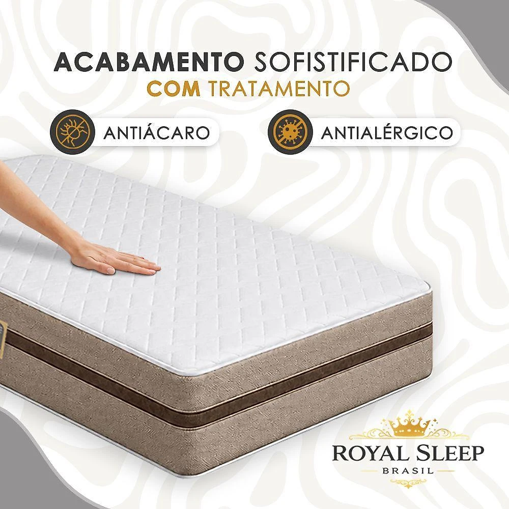 Cama Box Solteiro Bioclassic Molas Ensacadas Sintético Cinza Colchão Royal Sleep