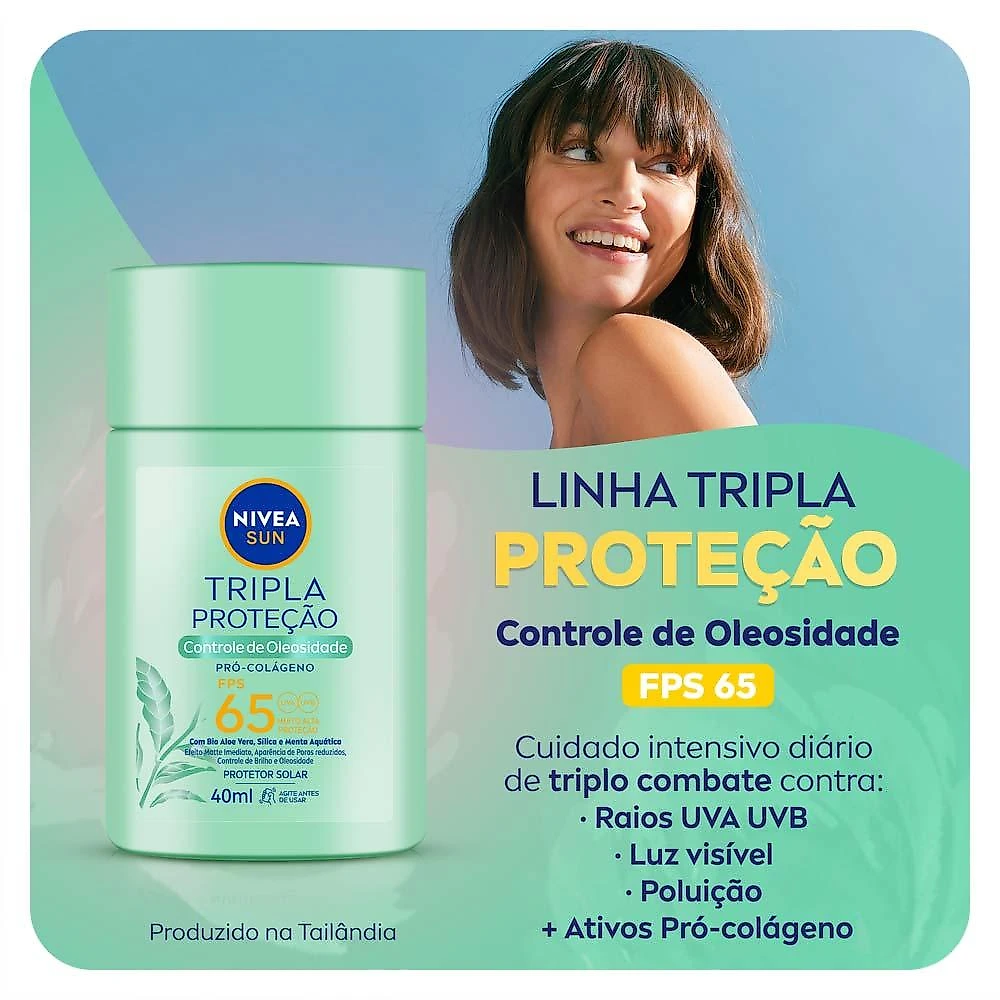 Protetor solar facial nivea sun tripla proteção controle de oleosidade fps65 40ml