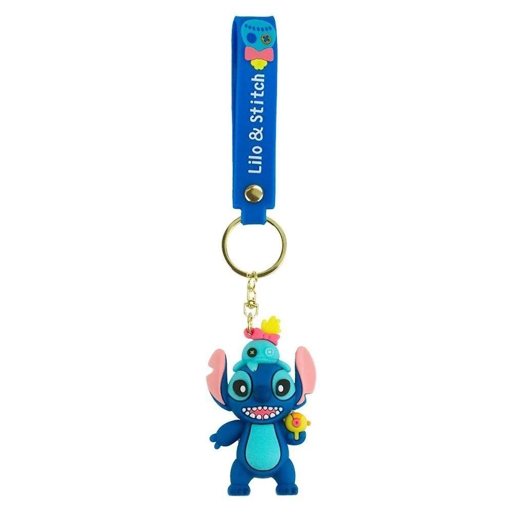 Chaveiro de Silicone Disney Stitch com Arma de Água 8cm Azul com Alça de Mão