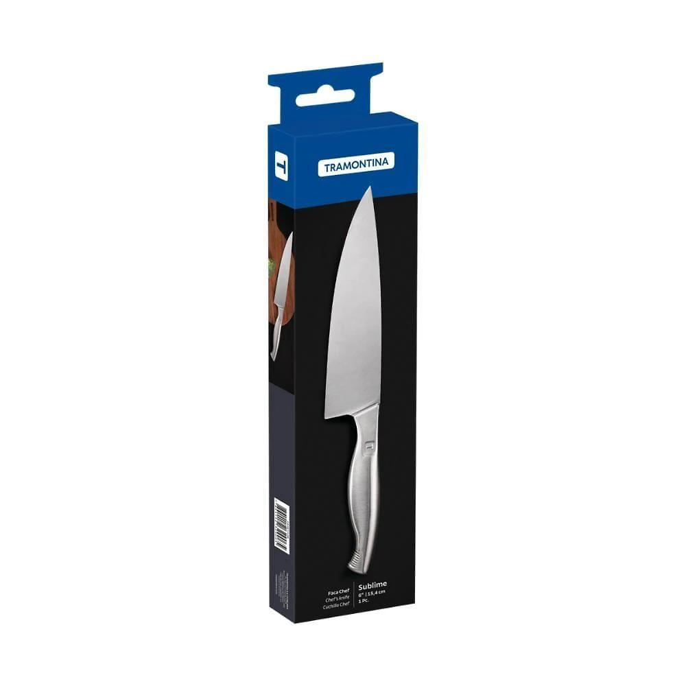 Faca Chef Sublime em Aço Inox 6 Polegada com Lâmina Tratada e Cabo Ergonômico para Cozinha Aço Inox