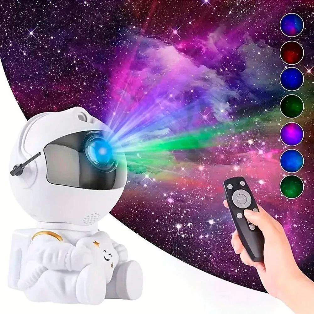 Projetor de Luz Decorativa Projetor Astronauta com Projeção de Nebulosa e Estrelas Branco 9CM