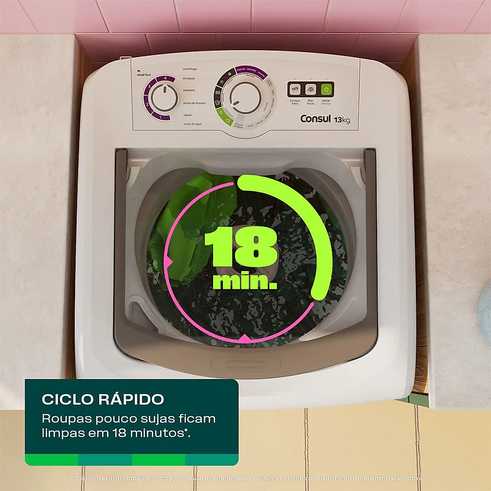 Máquina de Lavar 13Kg CWH13AB com Dosagem Econômica Consul Branco - 110V