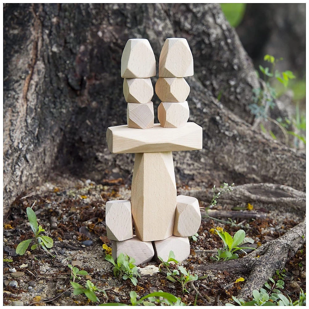 Blocos de Madeira Guidecraft Wood Stackers Pedras Naturais Multicoloridas 20 Peças G6772