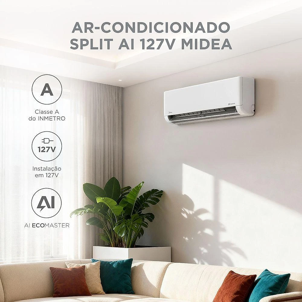 Ar condicionado split inverter midea ai 9000 btus frio 127v 38efvca09m8