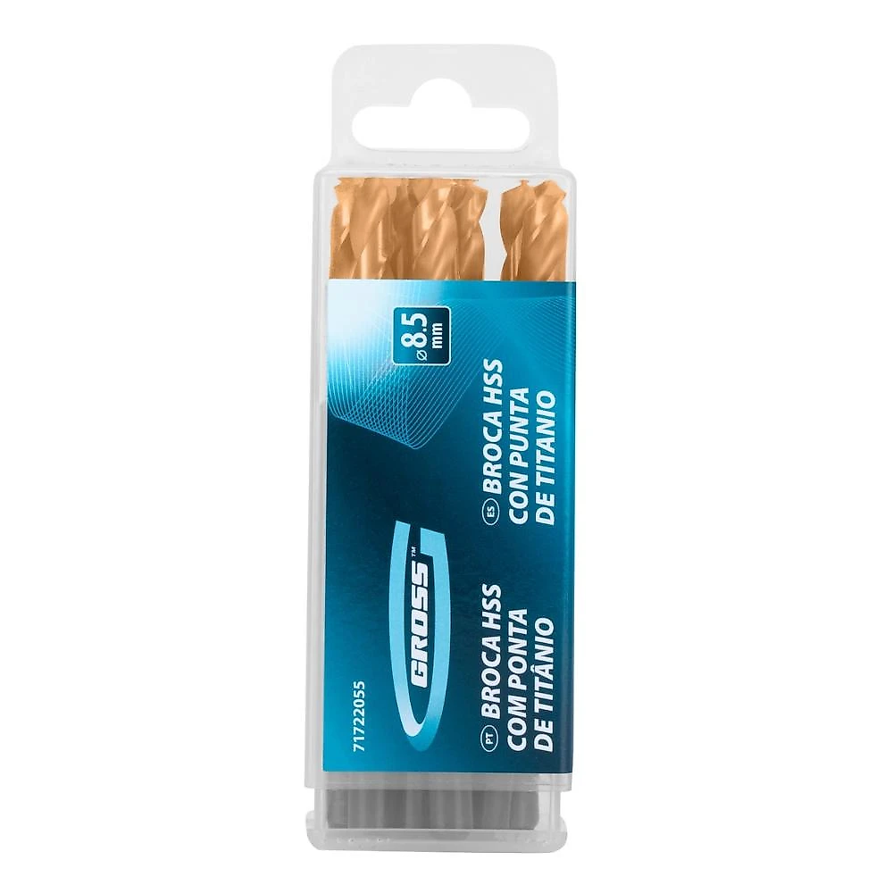 Jogo broca aço rápido titânio 8.5mm 8 gross peças serralheria golden tip