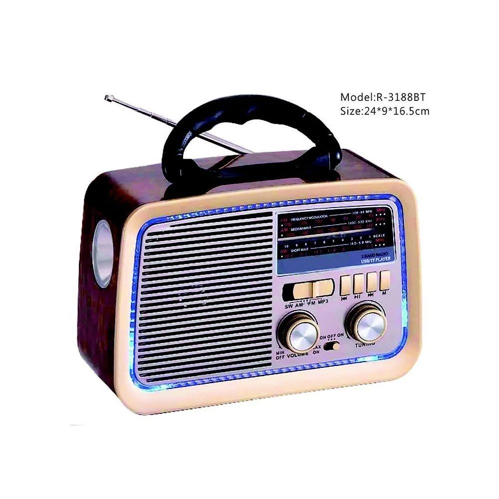 Rádio Retrô OEM AD-3199 com Bluetooth Usb Microsd Am Fm Sw Bivolt Marrom