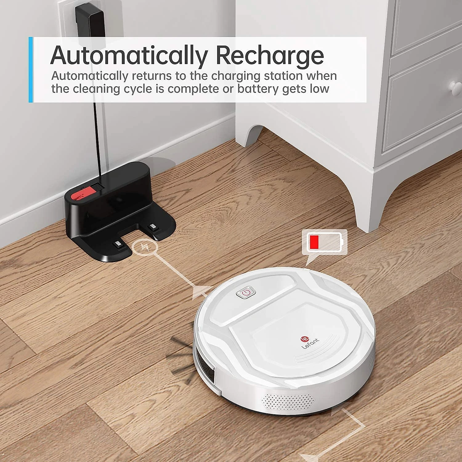 Lefant M210 Aspirador de Pó Robô Inteligente e Automático 18 00Pa de Potência com Auto Carga WiFi APP Alexa Controle Remoto