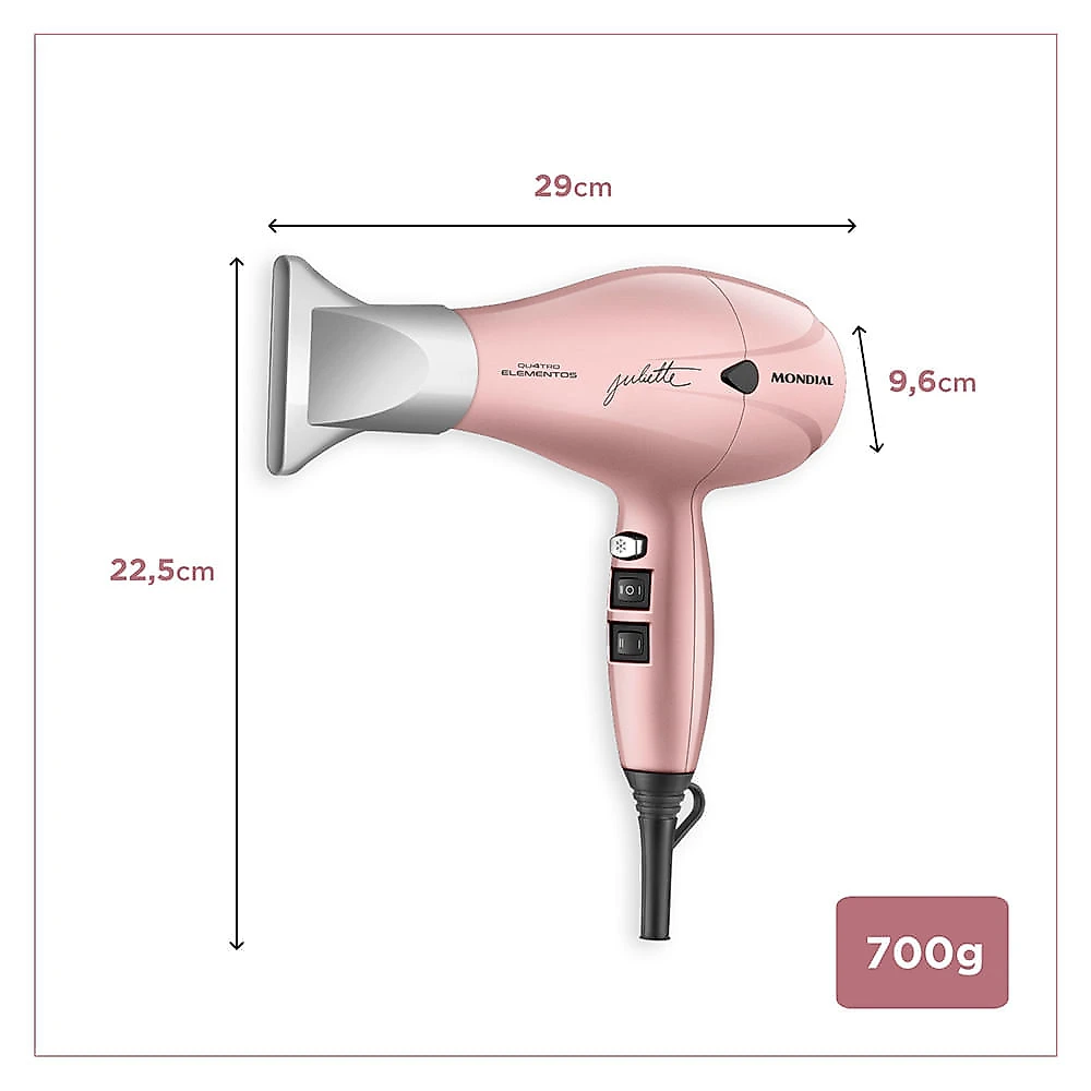 Secador de Cabelo By Juliette Mondial Golden Rose 2000W - SCP-JU-01 SEC CABELOS PROF SCP-JU-01 127V/60Hz