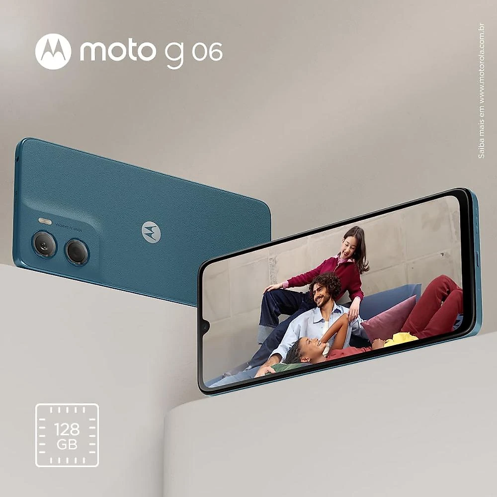 Smartphone motorola moto g06 4g tela 6,9” 128gb câmera 50mp azul marinho