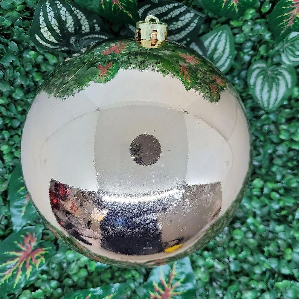Bola de Natal Gigante Rosê 20CM com Cordão Dourado Bela Flor