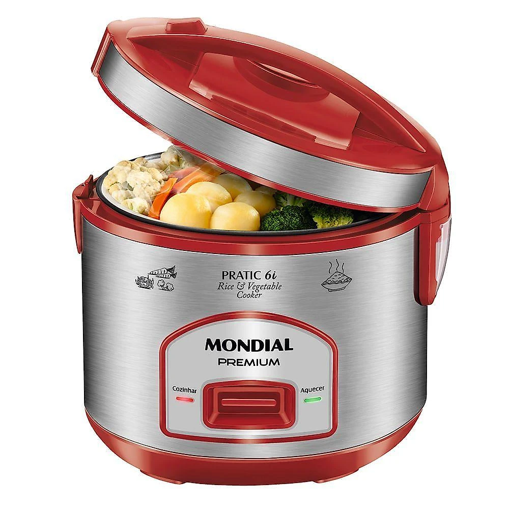 Panela Elétrica Mondial Pratic 6I Vermelho/Inox 127V 110V