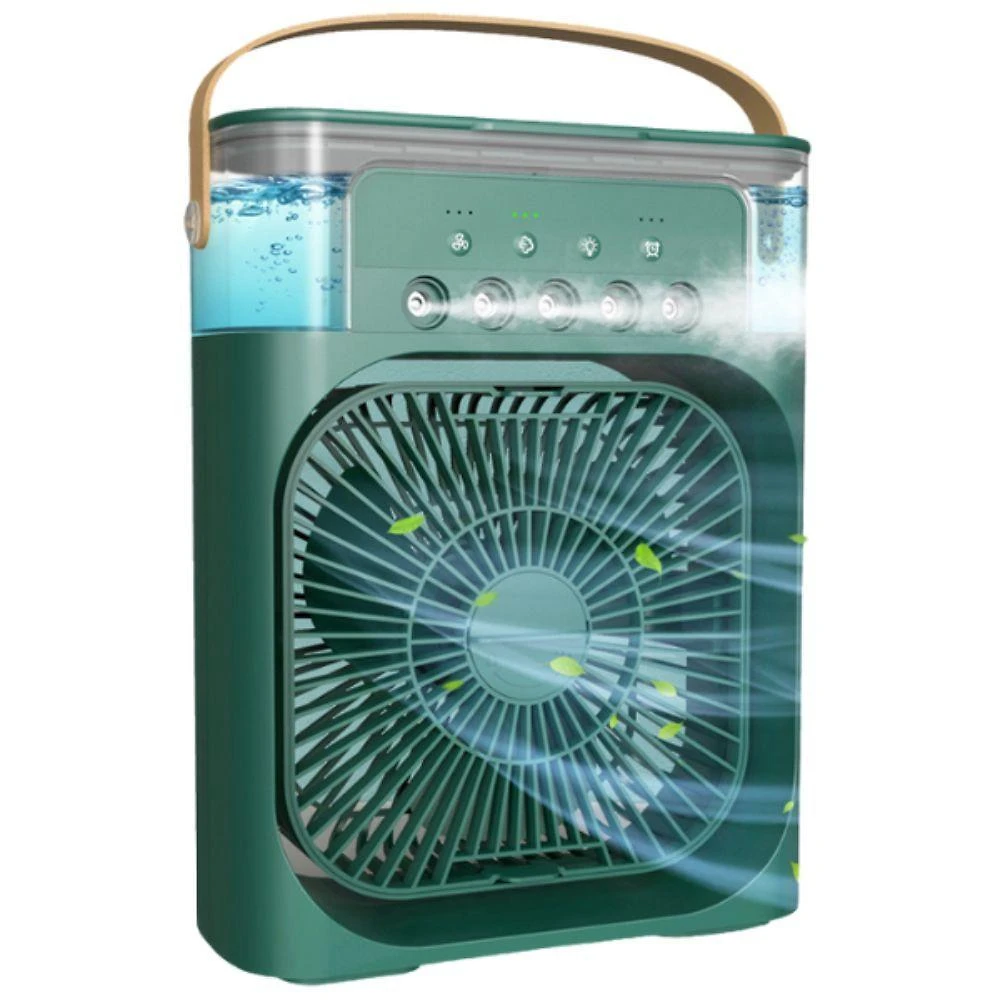 Ventilador Portátil De Mesa Mini Ar Condicionado Adição De Gelo E água Umidificado Com Led De 7 Cores