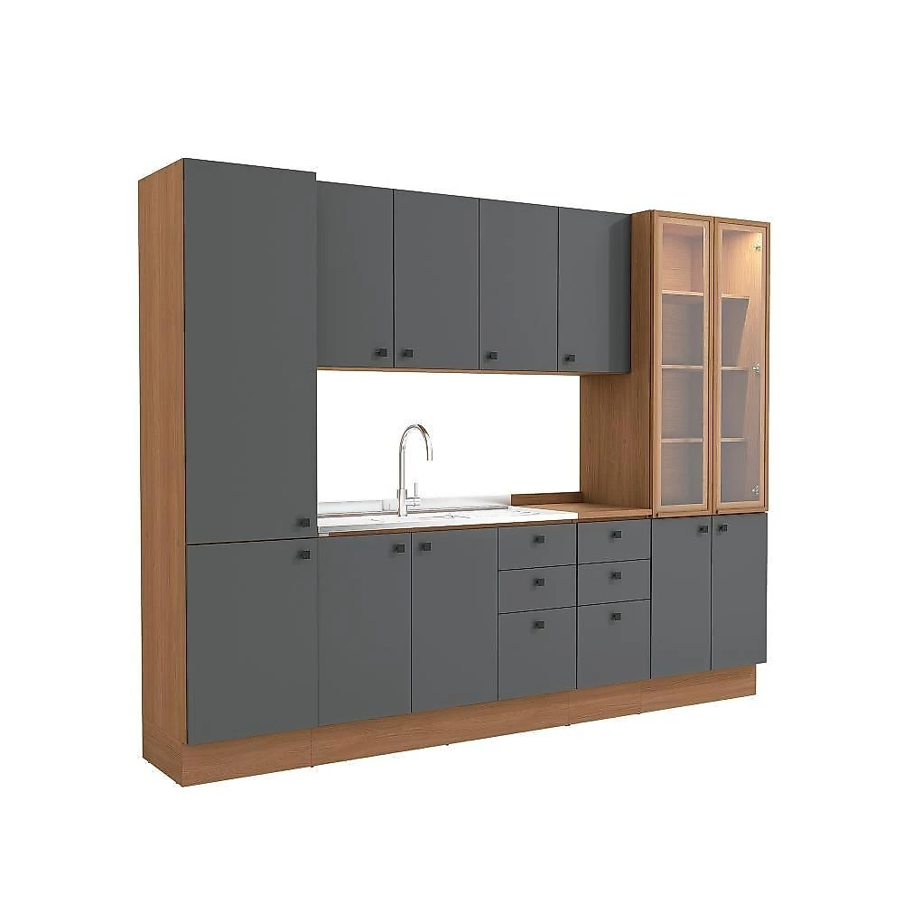 Cozinha Modulada Pixel Kappesberg 100% Mdp Canela-cinza Sagrado 280cm