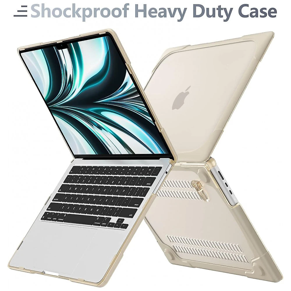 Capa Rígida Batianda MacBook Air 13,6" Cáqui – Modelos A2681, A3113, A3240 com Suporte Dobrável e Proteção Completa
