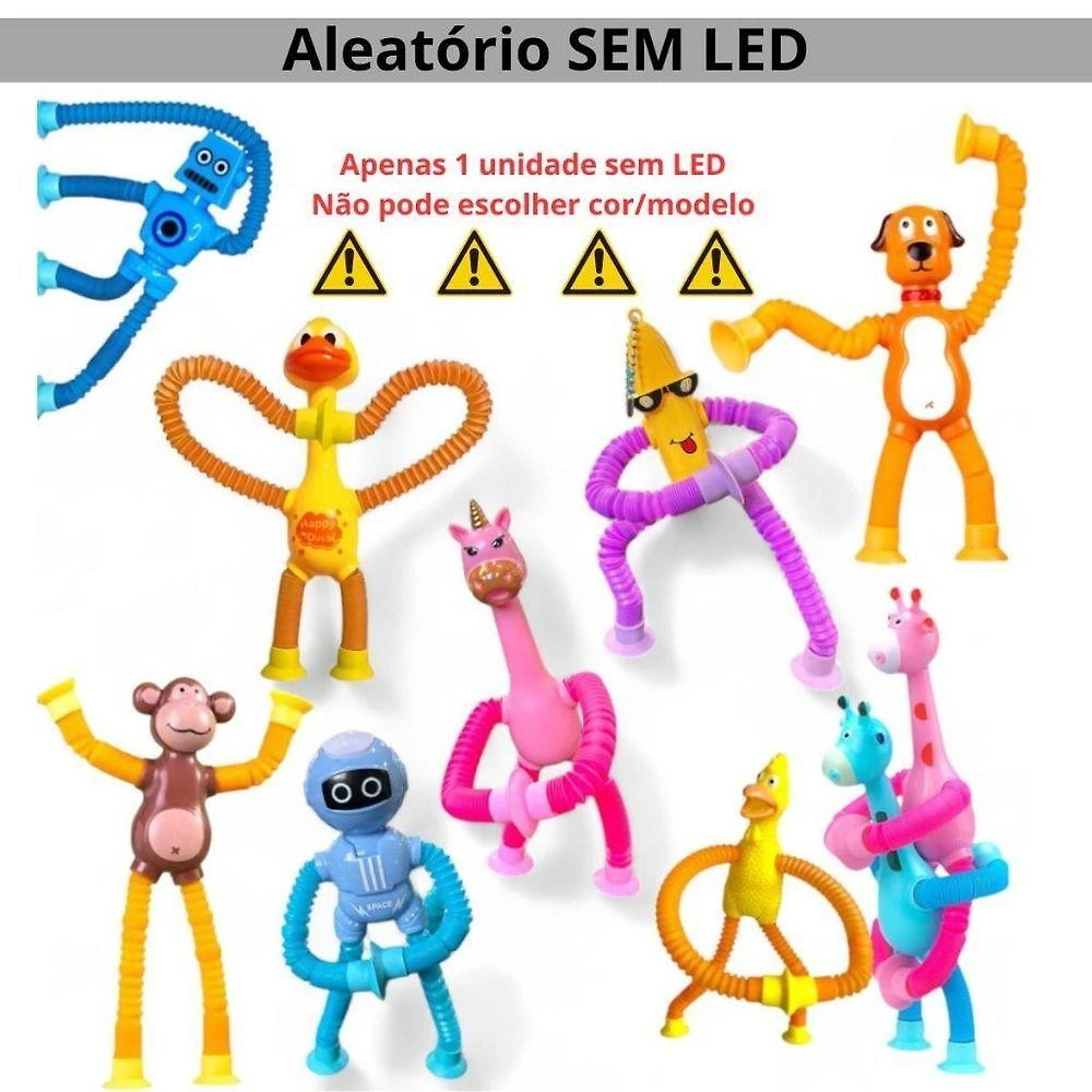 Brinquedo Infantil Girafa Pop Tubo Led com Ventosa para Estímulo Sensorial e Coordenação Motora OEM