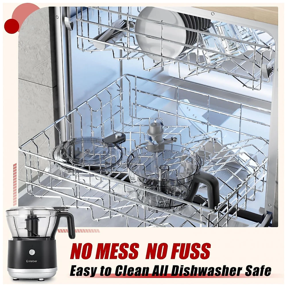 Processador de Alimentos Elétrico Enleber Preto 1L 200W 110V