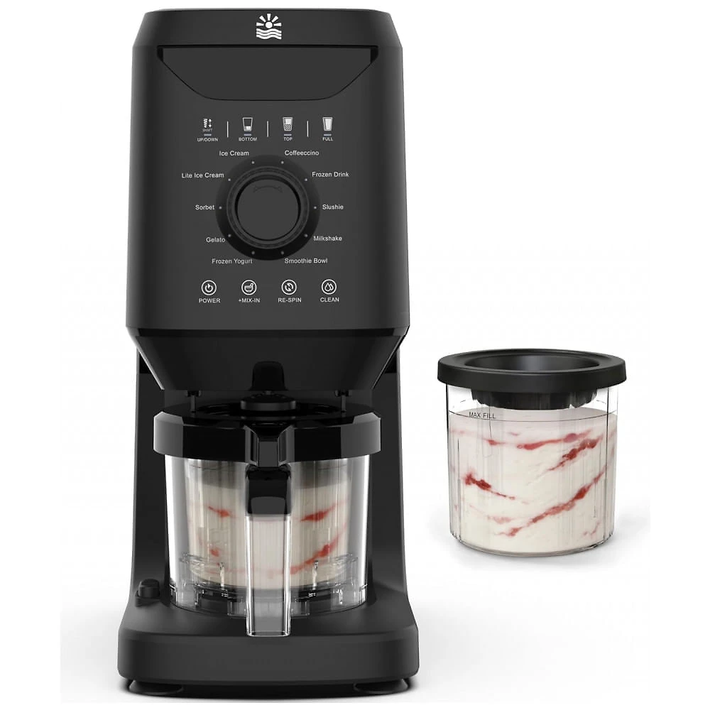 Máquina Automática de Sorvete Rellytech 12-em-1, Preto, 12 Programas, 2 Recipientes 473 ml, Autolimpeza,