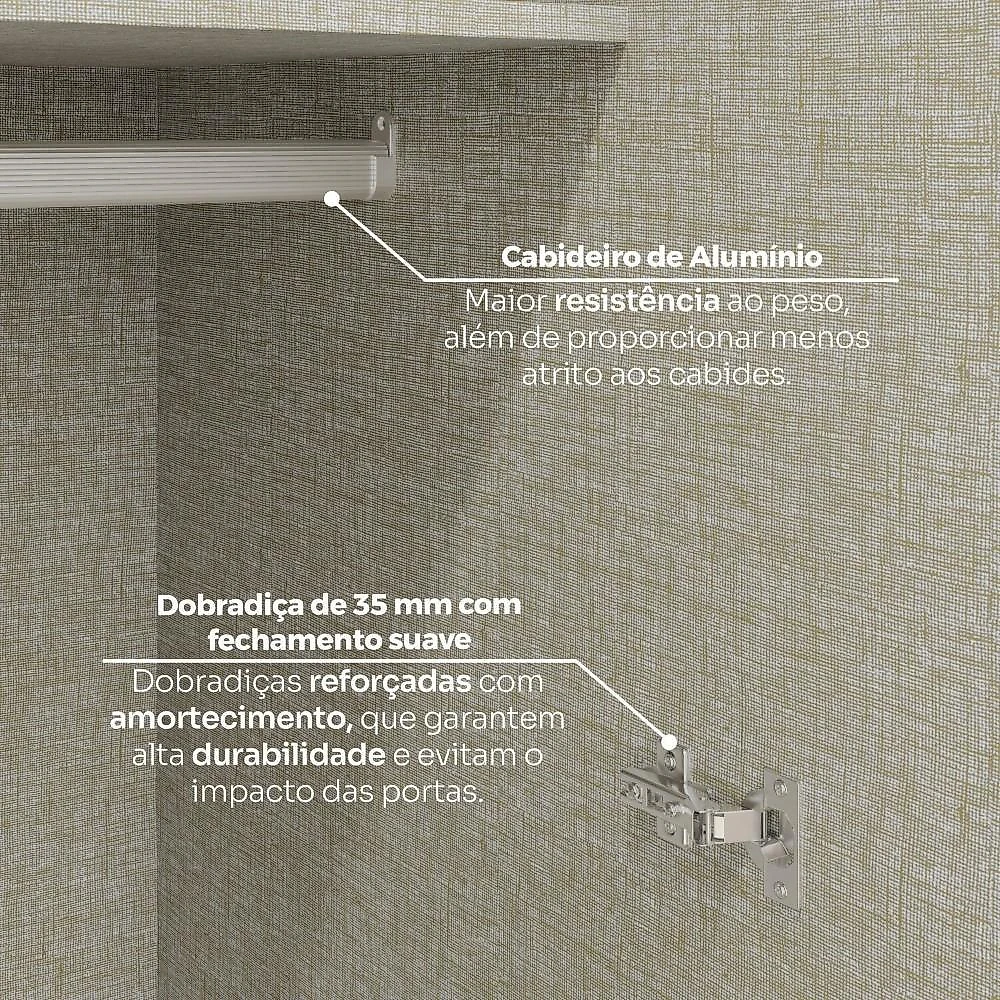 Guarda-Roupa Modulado de Canto Oblíquo 5 Portas MDF Seletto Areia/Jequetibá