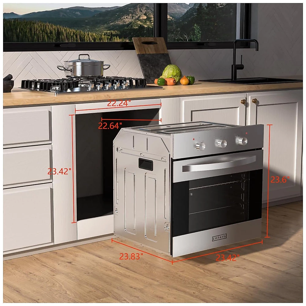 Forno de Parede Elétrico Empava 60 cm com 6 Funções de Cozimento, Sistema de Convecção Embutido e Controle Mecânico em Aço Inox