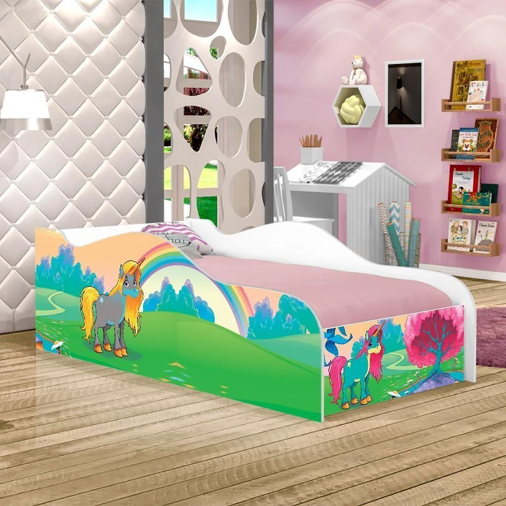 Mini Cama Fun Unicórnio Feliz Infantil Com Colchão