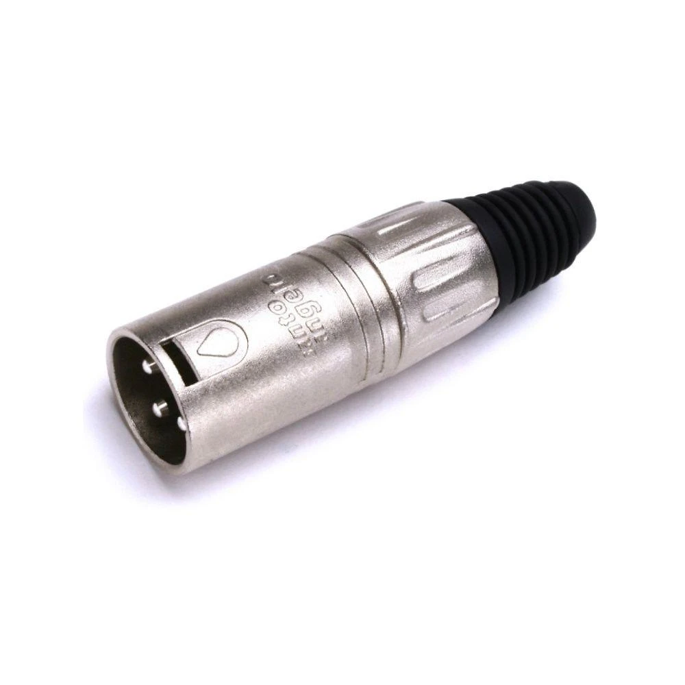 Plug XLR L3MNN01 Macho com Trava Acabamento Niquelado Inox Santo Angelo