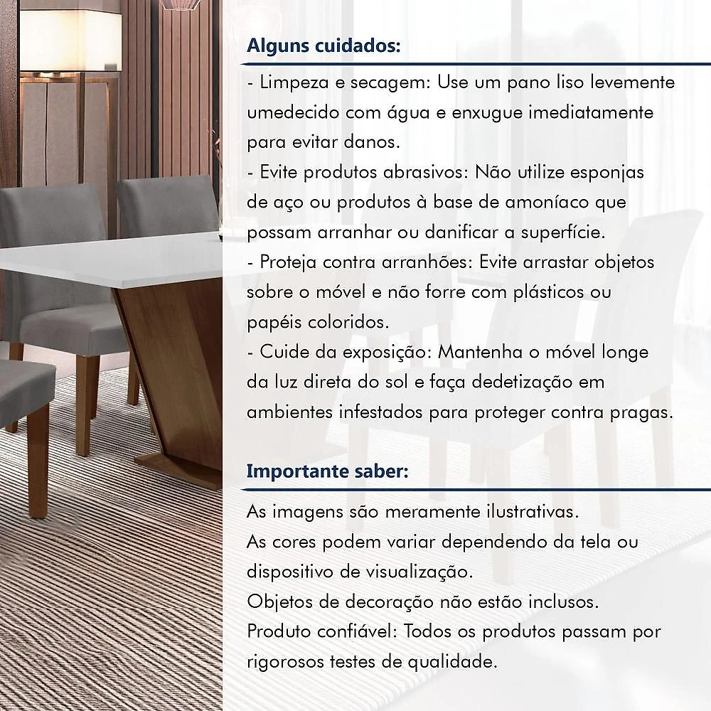 Conjunto Sala de Jantar Mesa 160x80cm Tampo Mdf com 6 Cadeiras Espanha Yescasa Chocolate/Grafite