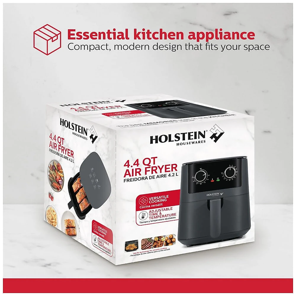 Air Fryer Holstein Housewares Cinza Escuro 4,2L Fritadeira Sem Óleo Timer 60min 1400W Modelo HH-09114019DG