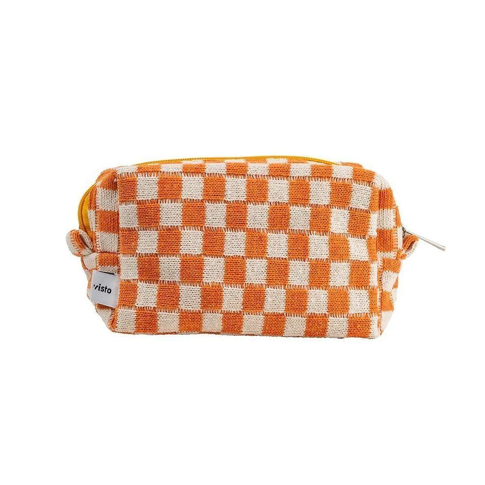Necessaire Imaginarium Xadrez Laranja m Poliéster Unissex
