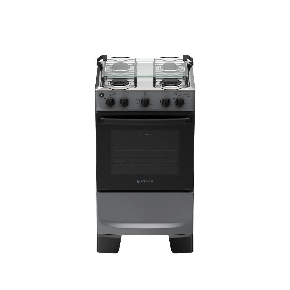 Fogão 4 Bocas Atlas Mônaco Plus Automático Mesa Inox Titanium Bivolt