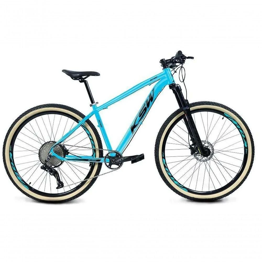 Bicicleta 29 Ksw Xlt 12v Freios Hidráulicos 1x12v Trava No Ombro Pneu Bege - Azul Tam.21